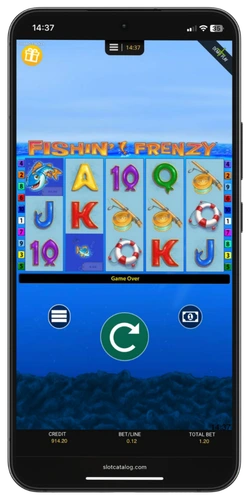 Fishin Frenzy Mobile drei Angelruten Symbole kein Gewinn