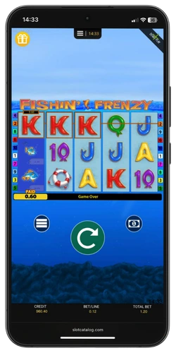 Fishin Frenzy Mobile Gewinn drei K Symbole auf einer Linie