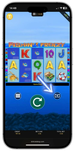 Fishin Frenzy Slot Einsatzauswahl in der Spieloberfläche