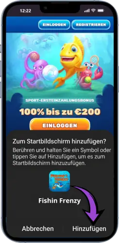 Fishin Frenzy Shortcut auf Android bestätigen