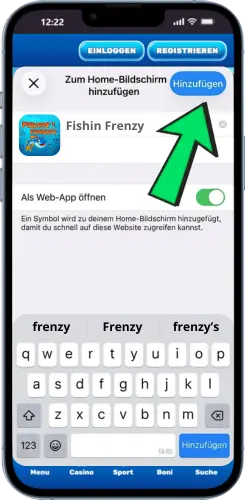 Fishin Frenzy Shortcut auf iOS hinzufügen