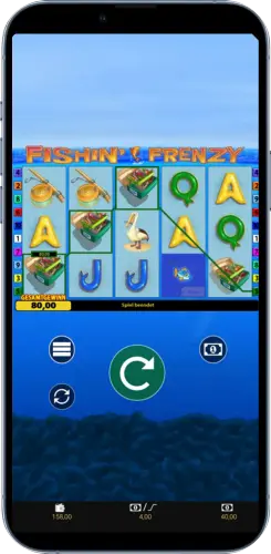 Fishin Frenzy App Gewinnanzeige mit 80 Euro